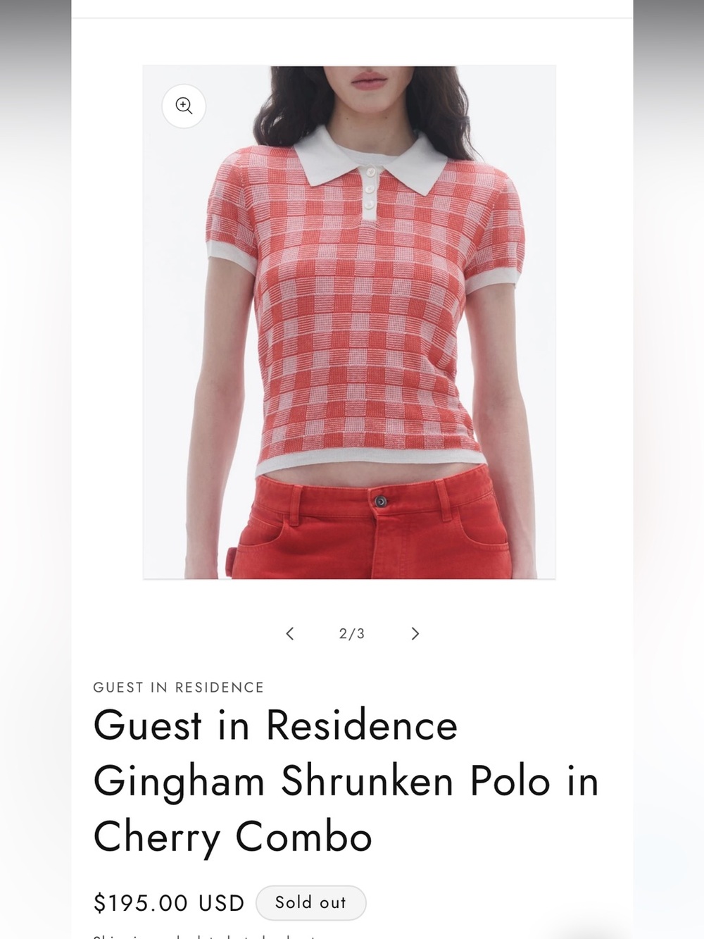 Gingham Shrunken Polo Top - Cherry Combo